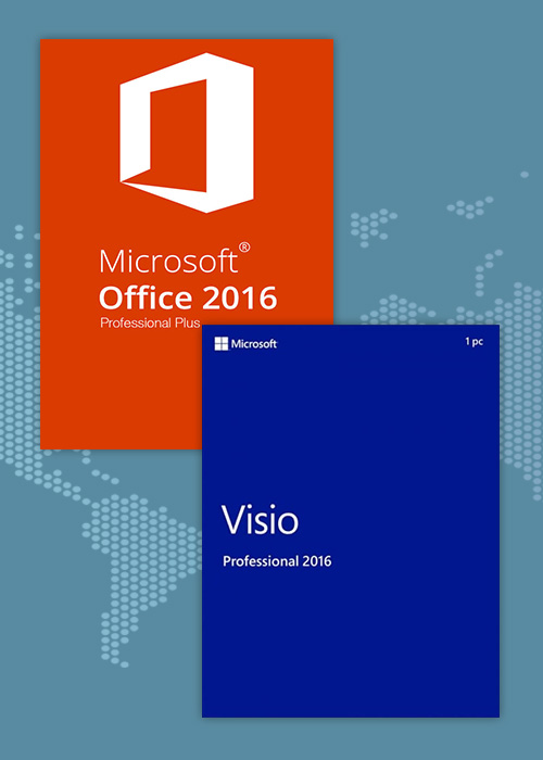 Office2016 Professional Plus + Visio Professional 2016 CD Key Pack
